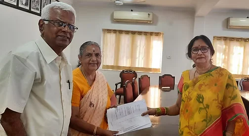 F_ SCF - NCLB Scholarship cheques handed over to Secretary